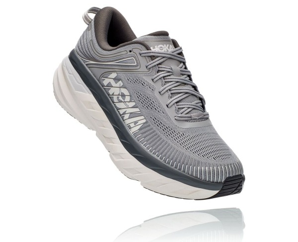 Hoka One One Bondi 7 Mens UK - Dark Grey Road Running Shoes - CMJDX5084